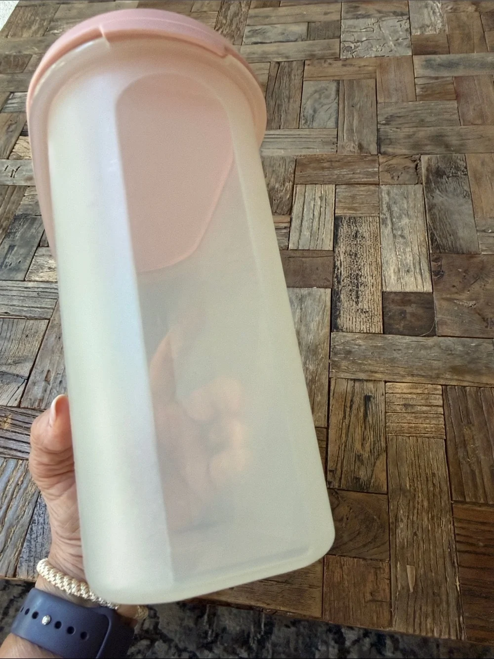 Vintage Tupperware Modular Mates Oval #3 Pink Lid Storage Container
